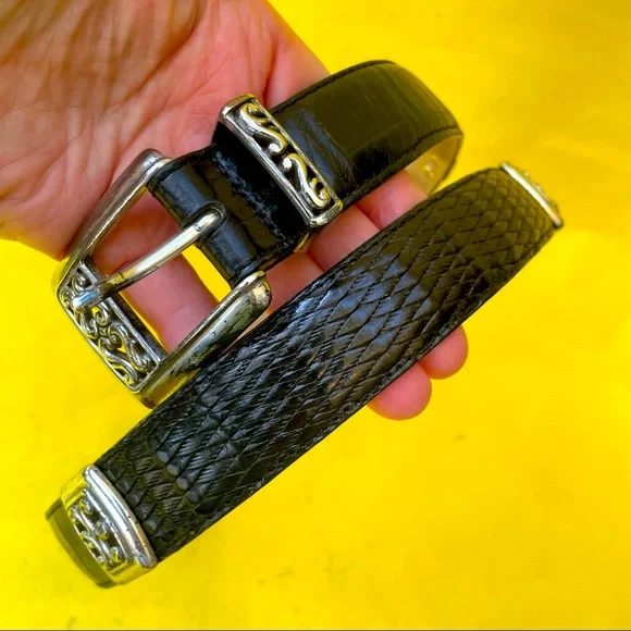 Vintage black/silver Brighton leather belt - Picture 6 of 8